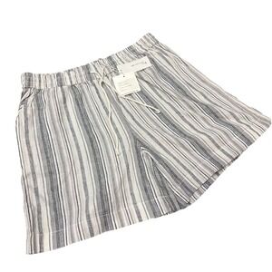 Beach Lunch Lounge Shorts Women's Large  Striped Linen Blend Coastal Beach Vaca